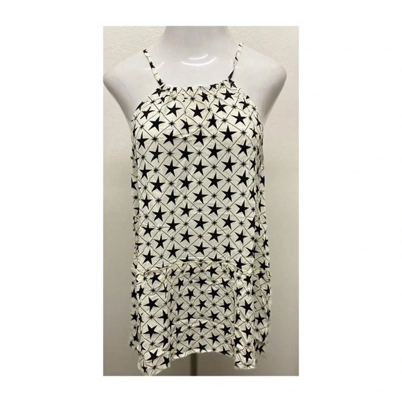🆕Suzanne Betro Ivory Star Print Tier Tank L🆕 - Picture 4 of 10